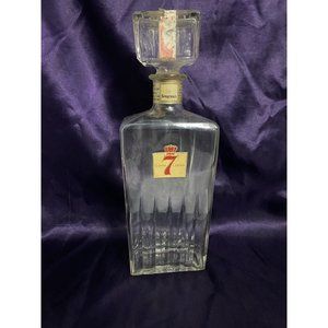 Decanter Seagram's Seven 7 Crown Glass Bottle Vintage Square Fancy